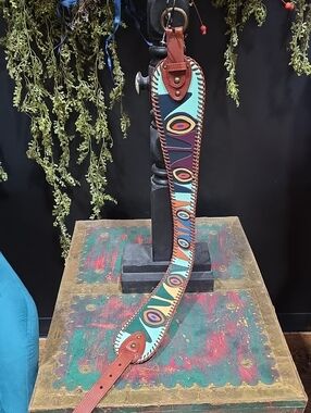 Lucky Penny Multicolor Leather Cut Out Design Waist Belt